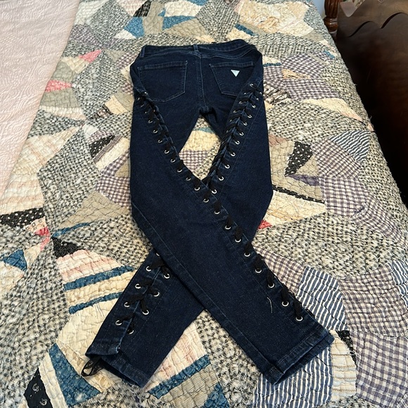 Guess 1981 Skinny, high waist, side laced, straight leg jeans - Picture 4 of 5